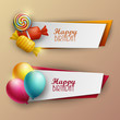 Set of birthday banners. Vector illustration.