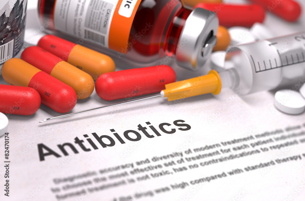 Antibiotics - Medical Concept. Composition of Medicamen. - obrazy, fototapety, plakaty 