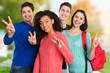 © BillionPhotos.com - Achievement. Happy Young students Showing Victory Sign