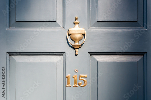 Poster Door number one hundred and fifteen and knocker vignette look