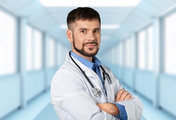 Wall Mural - Background. Handsome doctor portrait