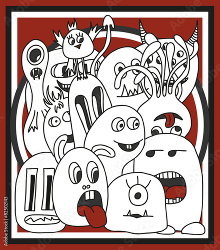 Nowoczesny obraz na płótnie Funny cartoon monsters card