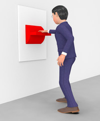 Sticker - Businessman With Switch Indicates Deciding Commerce And Decision