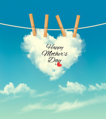 Aufkleber - Holiday mother day background with cloud on rope. Vector