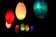 colorful lanterns in the darkness of night