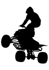 Silhouettes athletes ATV during races on white background