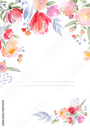 Watercolor roses card template