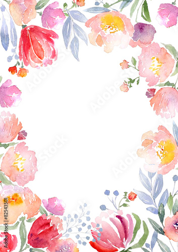 Watercolor roses card template