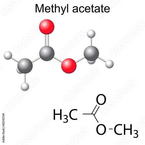 Fotografija Structural chemical formula and model of methyl acetate