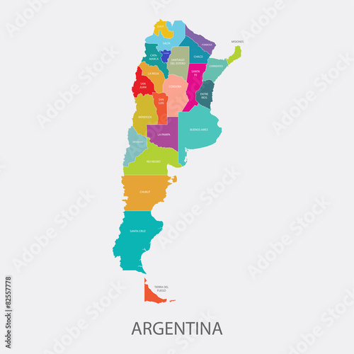 Fotomural ARGENTINA MAP colored with regions vector illustration