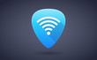 © jpgon - Blue guitar pick icon with a radio signal sign