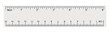 White transparent ruler, isolated inch centimetre, centimeters
