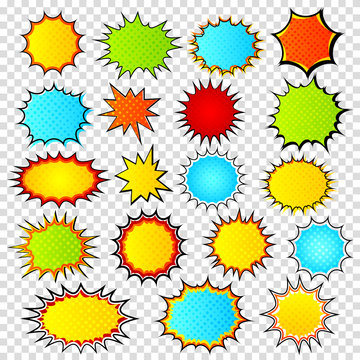 Set of templates colorful speech bubbles in pop art style. Comic