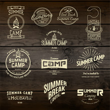 Summer Camp Badges Logos And Labels For Any Use