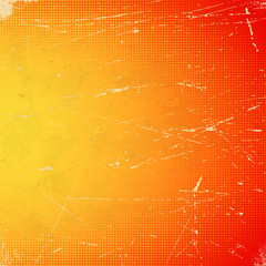 Poster - Old orange scratched card with halftone gradient
