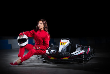 Young girl karting racer