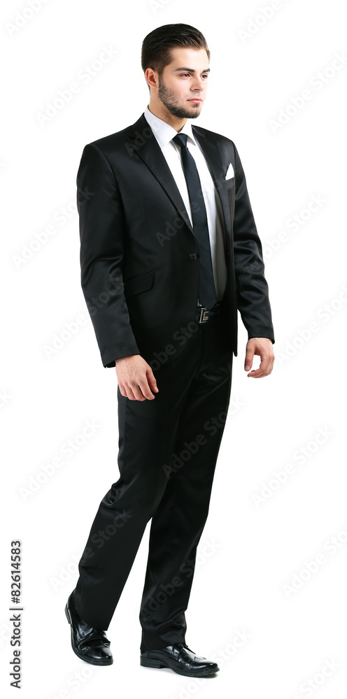 Elegant man in suit isolated on white