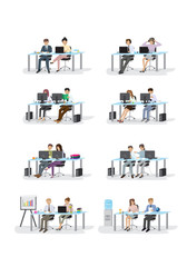 Wall Mural - Business People, Different Situation Set - Isolated On White Background - Vector Illustration, Graphic Design Editable For Your Design