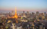 Fototapeta Nowy Jork - Tokyo Tower and Tokyo city nice view at sunset time