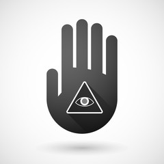 Wall Mural - Black hand icon with an all seeing eye