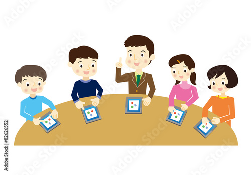 タブレット学習 小学生 Stock イラスト Adobe Stock