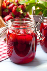 Wall Mural - Homemade preserves, prepare compote of strawberries.