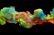 Colorful ink and paint swirling through water