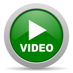 Poster - video green glossy web icon