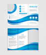 Brochure template design with blue wave elements