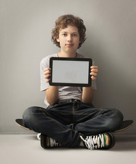 Wall Mural - teenager with tablet pc