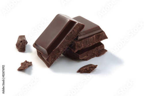 Fotografie, Obraz Chocolate pieces isolated on a white background.