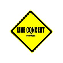 Live Concert Black Stamp Text On Yellow Background