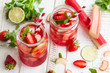 strawberry,lime and rhubarb lemonade