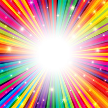 Colorful Rays Psychedelic Background With Space For Your Text In