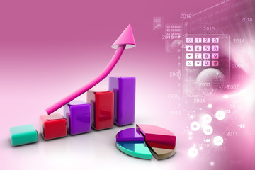 Business graph and pie chart with business concept