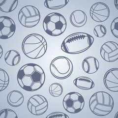 Wall Mural - Sports Balls Background, Seamless Pattern