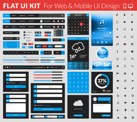 Wall Mural - set of flat design ui elements for mobile applications