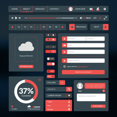 Wall Mural - set of flat design ui elements for mobile applications