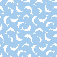 Seamless Pattern With Dolphins. Vector Illustration.