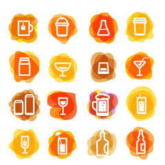 Poster - White drink icons clip-art on color blots. Design elements