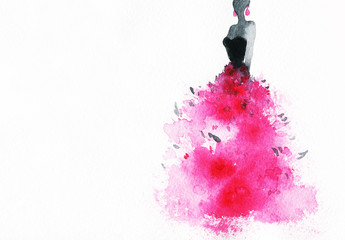 Wall Mural - woman with elegant dress .abstract watercolor 