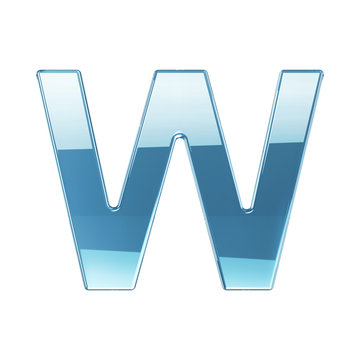 3d render of glass glossy transparent alphabet letter symbol - W