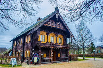 wooden house in russian colony alexandrowka