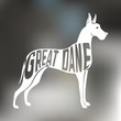 Creative design of great dane breed dog silhouette on colorful