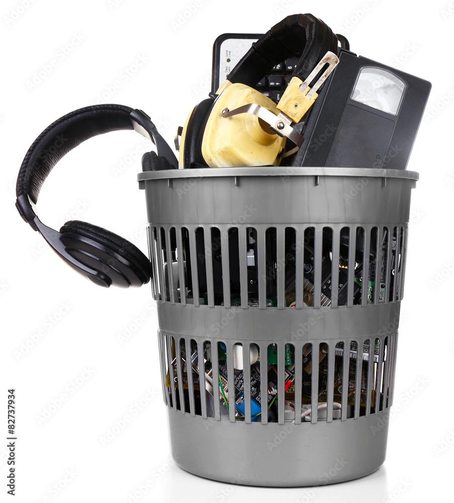 Old computer equipment isolated on white