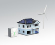 Stationary battery system and smart house, wind turbine