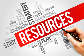Poster - RESOURCES word cloud, education concept