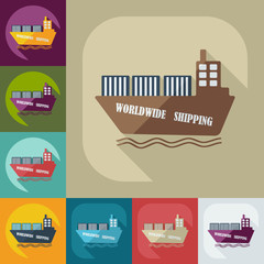 Flat modern design with shadow icons ship delivery