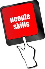 Poster - people skills words, message on enter key of keyboard vector