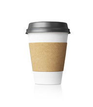 White Coffe Cup Isolated With Black Top. 3d Rendering